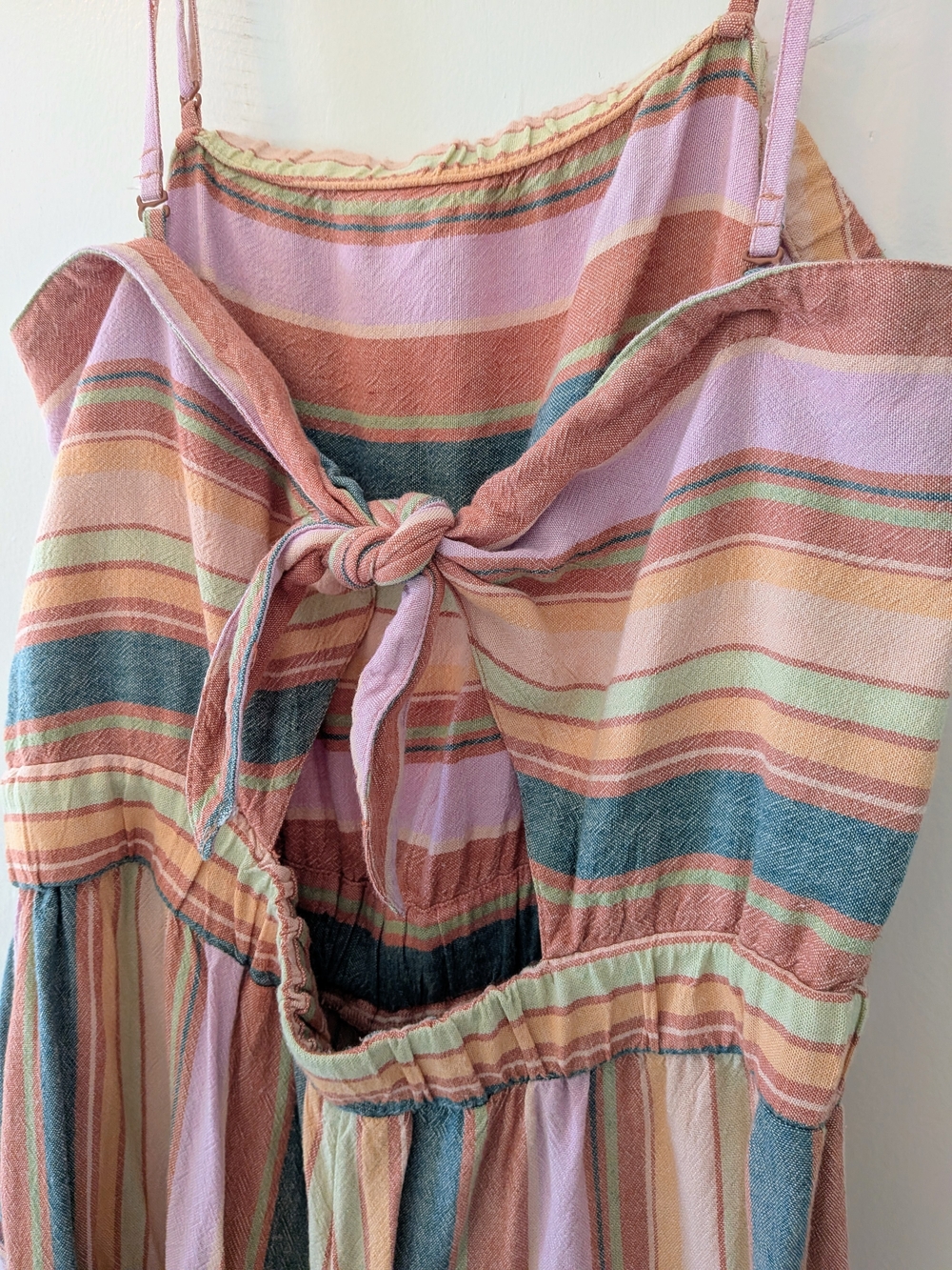 American Eagle Outfitters Pastel Striped Tie-Front Maxi Dress